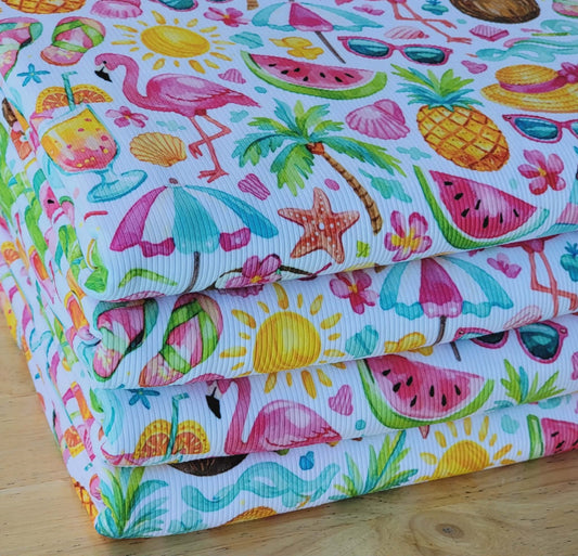 2x2 Yummy Rib Flamingo Summer Beach Vibes Print