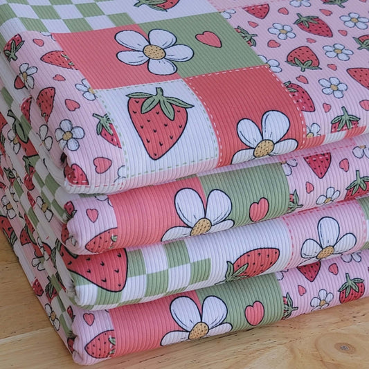 2x2 Yummy Rib Strawberry Patchwork Print