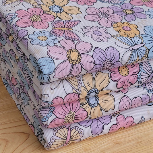 2x2 Yummy Rib Spring Butterflies & Floral Print
