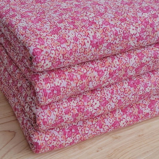 4x2 Yummy Rib Orange & Pink Small Floral Print