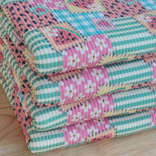 Urban Rib Watermelon Floral & Patchwork Print