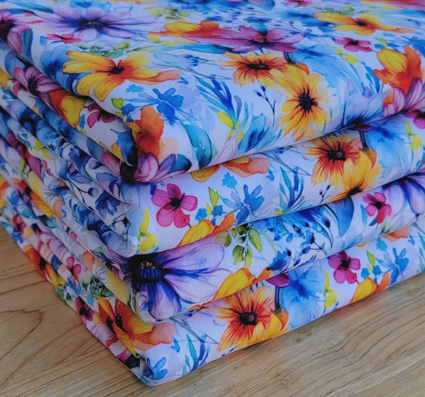 Double Brush Poly Watercolor Floral Custom Print