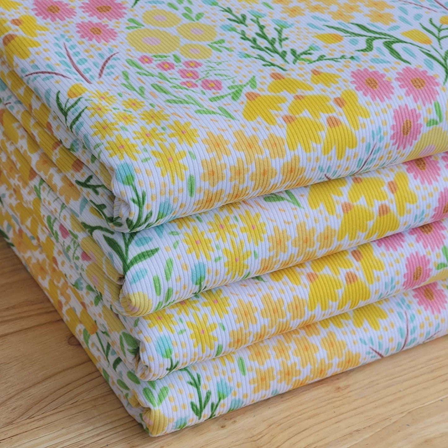 2x2 Yummy Rib Yellow Floral Print