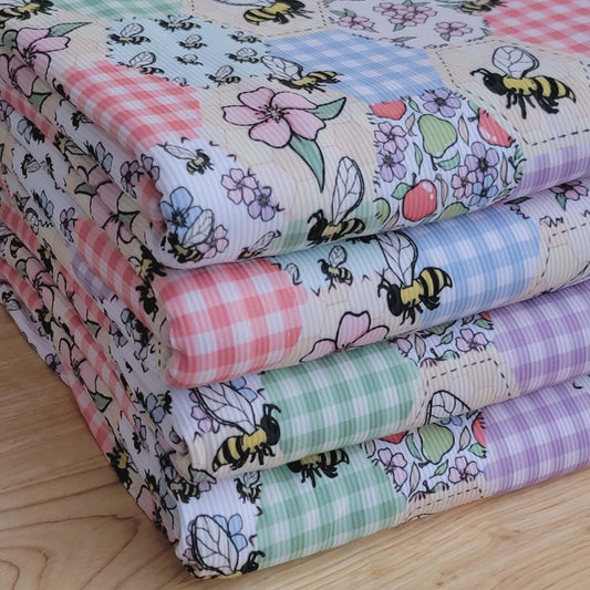 2x2 Yummy Rib Bees Honeycomb Patchwork Print