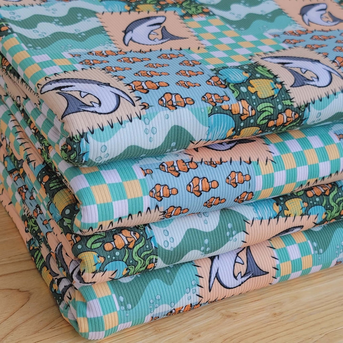 2x2 Yummy Rib Sharks Patchwork Print