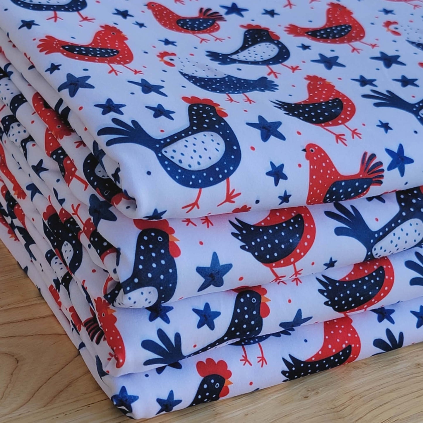 Double Brush Poly Red White & Blue 4th of July Chickens