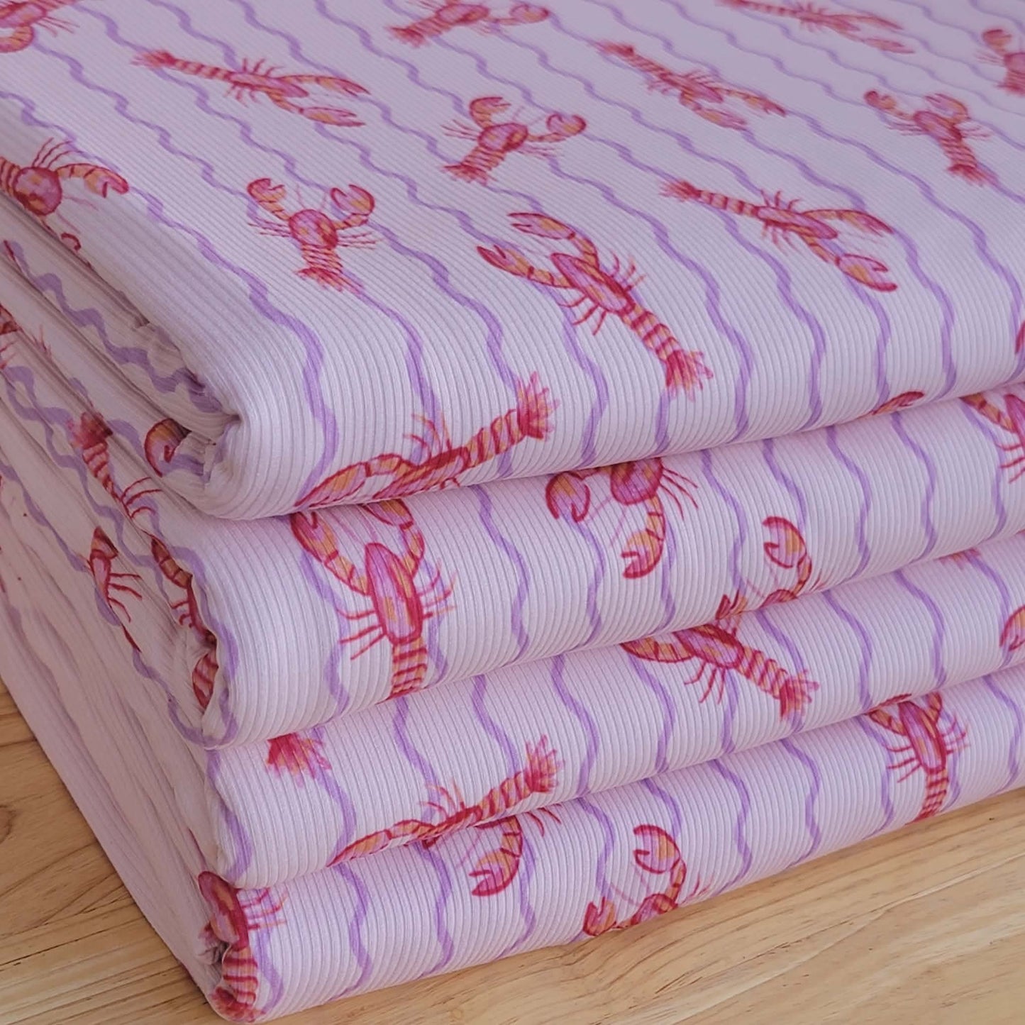 2x2 Yummy Rib Red Lobster Pink Lavender Stripes