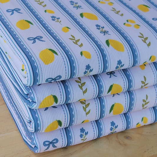 2x2 Yummy Rib Lemons & Blue Bows Print