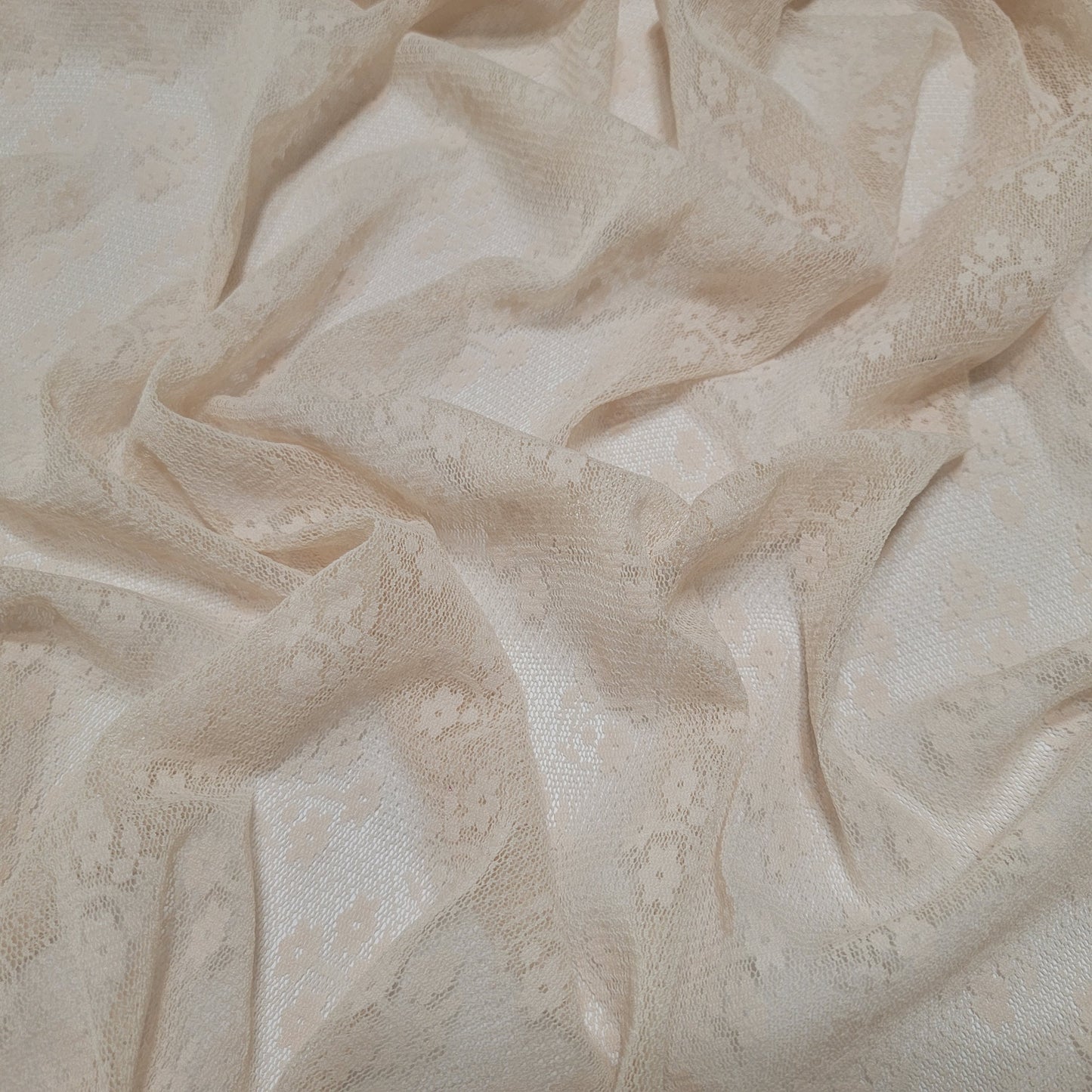 Lace fabric beige small floral